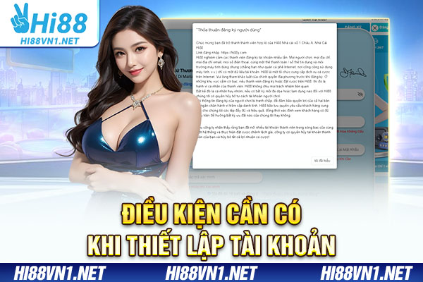 Điều kiện cần có khi thiết lập tài khoản